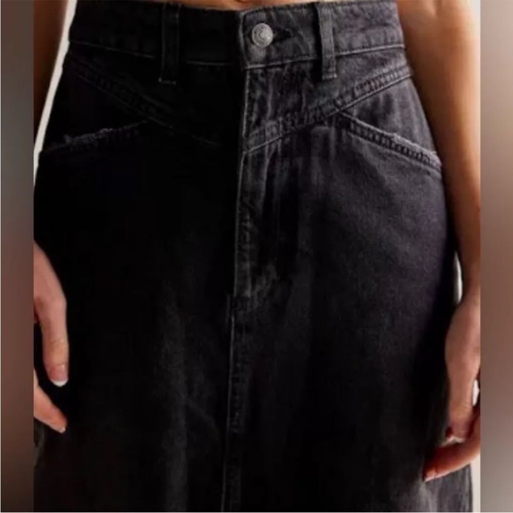 FREE PEOPLE WE THE FREE COME AS YOU ARE DENIM MAXI SKIRT - BLACK 2 - Picture 5 of 12